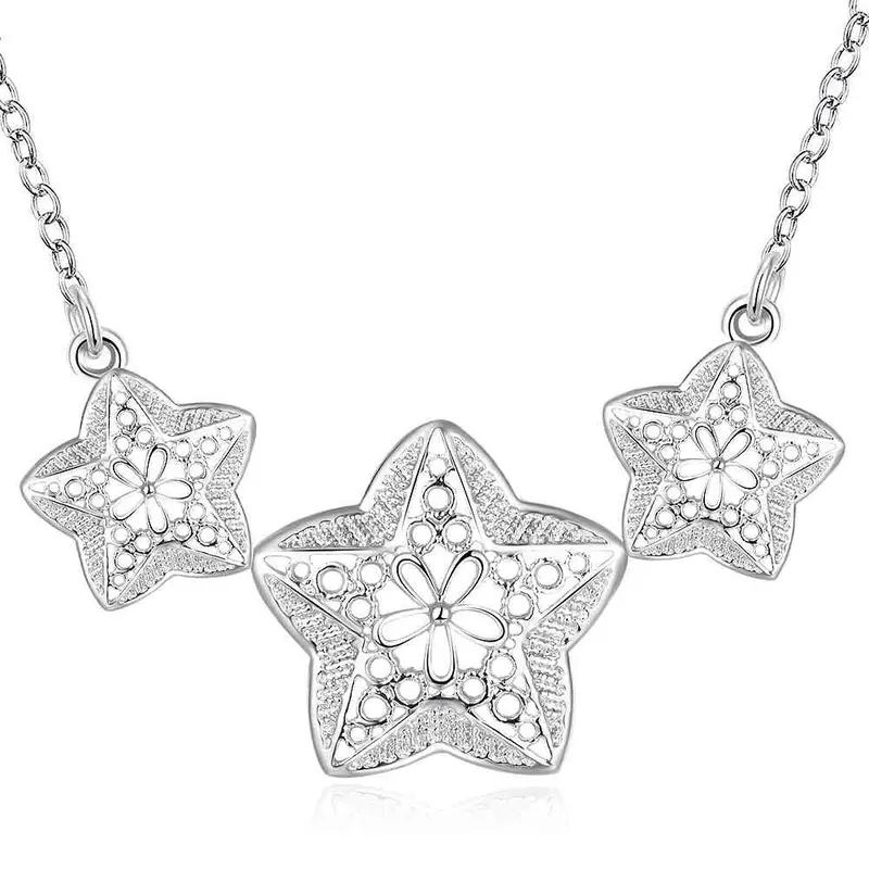 Vintage Love Silver Statement Necklace String Star Collares Accessories357 1