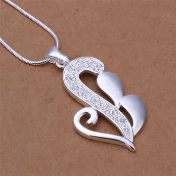 Vintage Love Silver Women Necklace Insets Heart Gros Collier Femme Jewelry Display162 1
