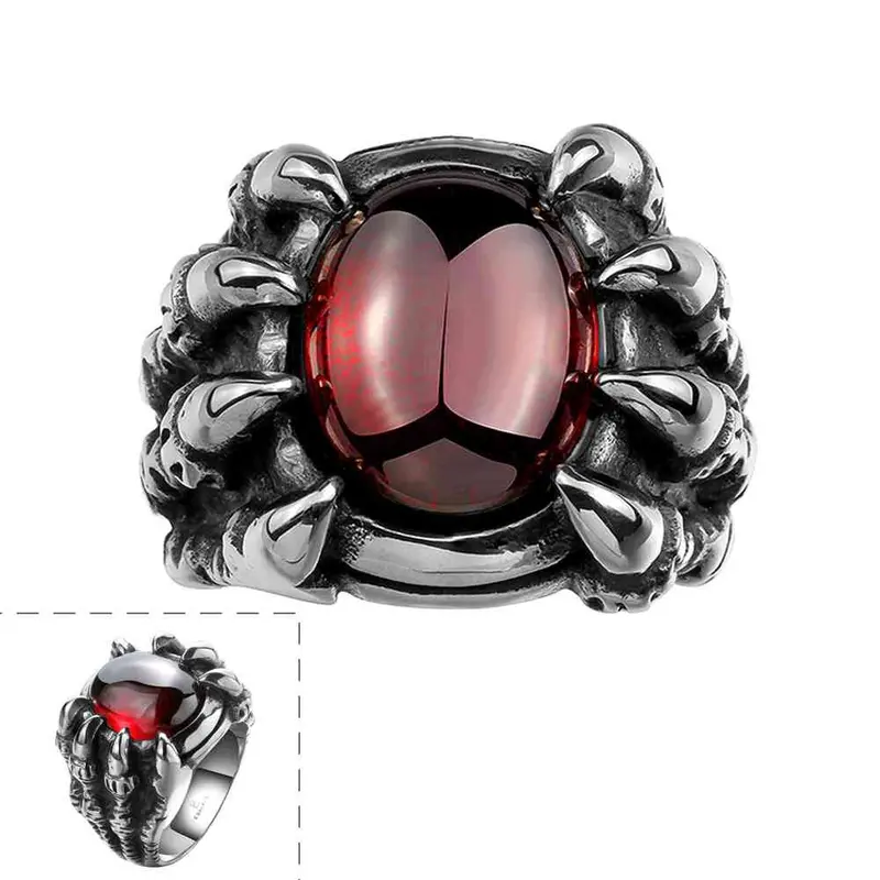 Vintage Love Stainless Steel Rings Insets Big Ruby Anel De Ouro Jewelry Mayar118 1