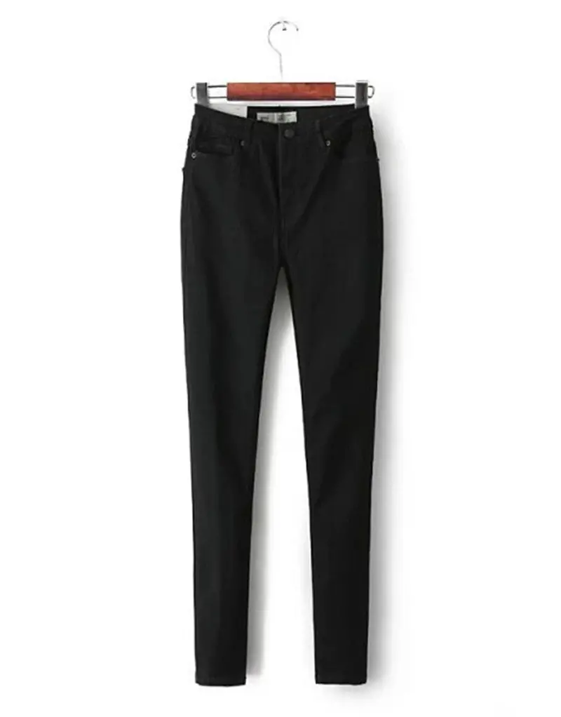 Vintage Mid Waist Skinny Jeans Zipper Long Denim Pencil Pants Ladies Slim Denim Trousers Jeans Gray Black White Colors 1