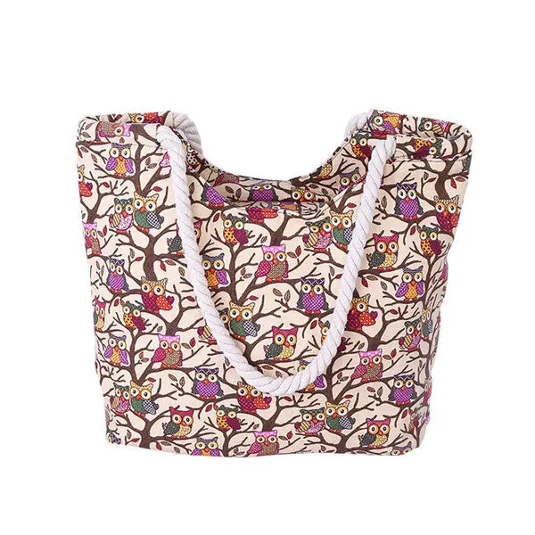 Vintage Owl Printing Lady Women Messenger Bags Cotton Canvas Hbag Tote Shoulder Bag Bolsas Bolsa Feminina 1