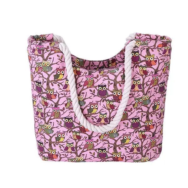 Vintage Owl Printing Lady Women Messenger Bags Cotton Canvas Hbag Tote Shoulder Bag Bolsas Bolsa Feminina 4