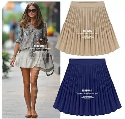Vintage Pleated Chiffon Skirt High Waist Saias Femininas Short Skirt All Matched Skirt Plus Size 4