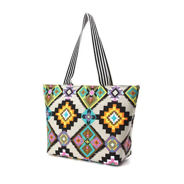 Vintage Printing Women Cotton Canvas Hbag Tote Trendy Shoulder Bags Messenger Bag Cross Body Bag Bolsas 3