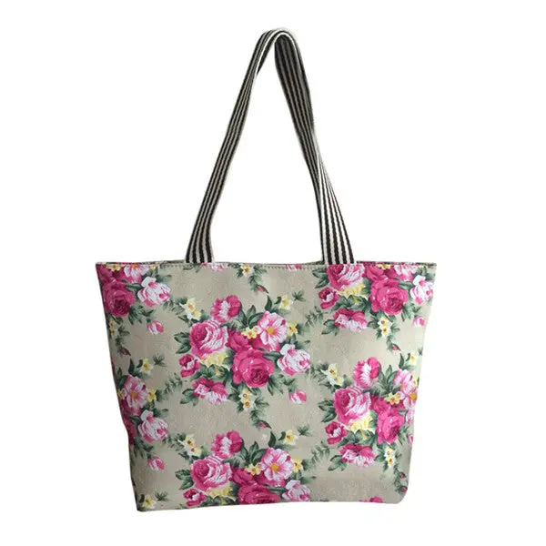 Vintage Printing Women Cotton Canvas Hbag Tote Trendy Shoulder Bags Messenger Bag Cross Body Bag Bolsas 6