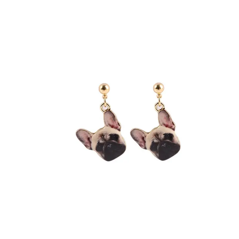 Vintage Pug Bulldog Earrings 18K Gold Zinc Alloy Animal Earring Ear Jewelry Brinco Oeh008 1