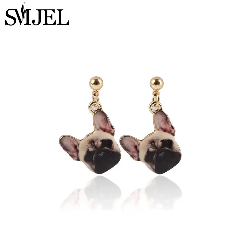 Vintage Pug Bulldog Earrings 18K Gold Zinc Alloy Animal Earring Ear Jewelry Brinco Oeh008 2