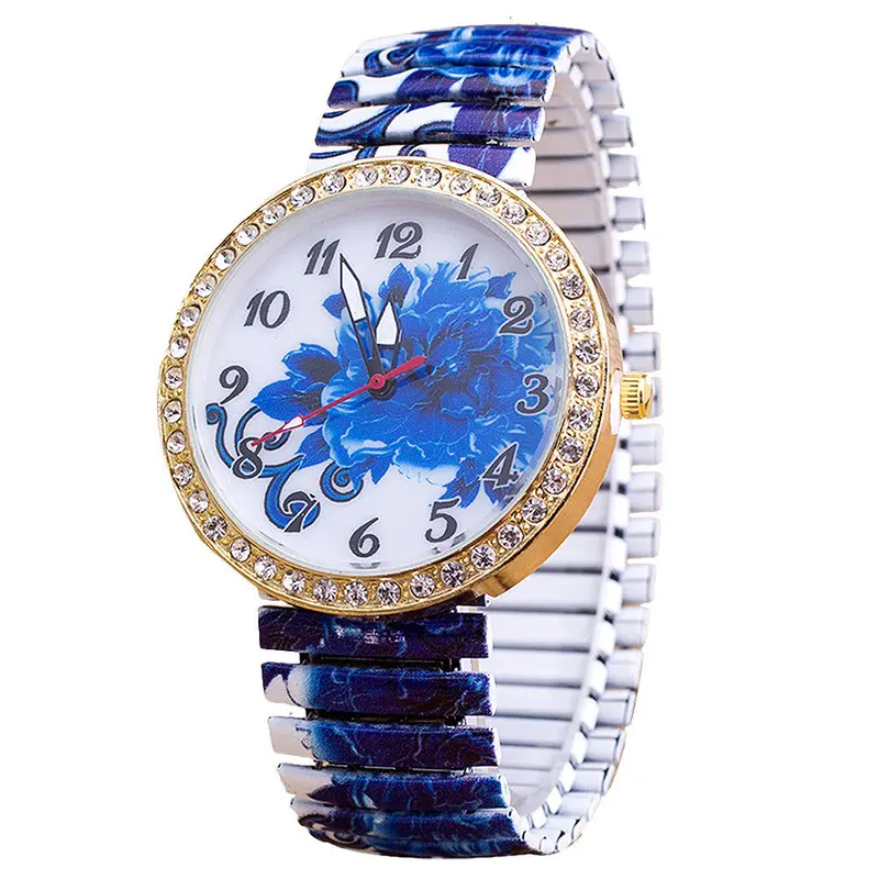 Vintage Relogio Quartz Watches Luxury Women Relogio Feminino Bracelet Women Elasticity Flower Shrink Dress Clock 1