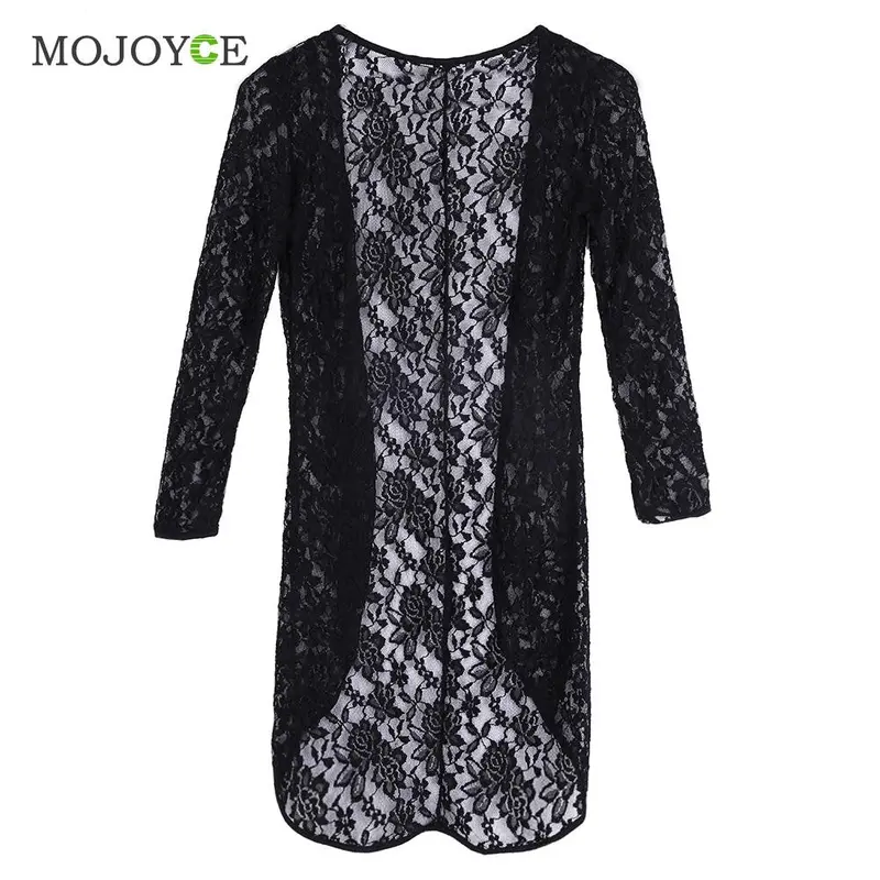 Vintage Sexy Black Lace Women Blouses Beach Shawl Cover Up Shirt Women 2