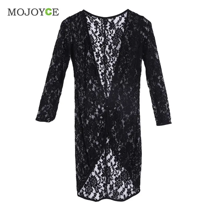 Vintage Sexy Black Lace Women Blouses Beach Shawl Cover Up Shirt Women 3