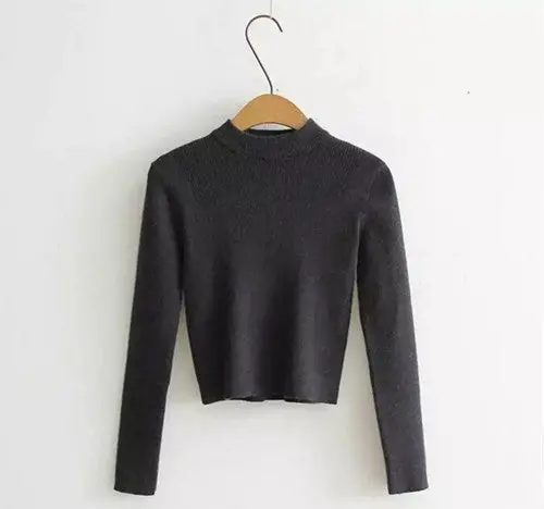 Vintage Sexy Crew Neck Short Sweater Pullovers Kleding Jerseis Mujer Pull Femme Tight Knitted Jumpers Knitwear 3 Colors 2