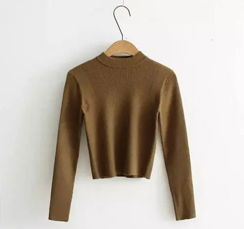 Vintage Sexy Crew Neck Short Sweater Pullovers Kleding Jerseis Mujer Pull Femme Tight Knitted Jumpers Knitwear 3 Colors 3