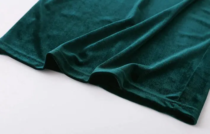 Vintage Stand Collar Short Sleeve Velvet Dress Women Retro Velour Mid Long Base Dress 3 Colors 9