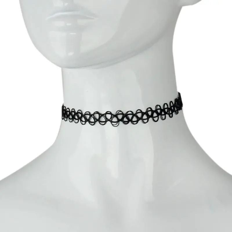 Vintage Statement Jewelry Tattoo Choker Stretch Necklace Black Retro Henna Vintage Elastic Necklace Women 1