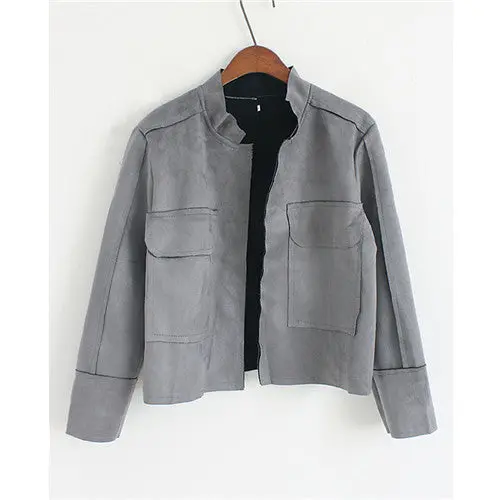 Vintage Suede Stand Collar Jacket Coat Femme Retro Chaquetas Mujer Motorcycle Biker Jacket Women 6 Colors Available 9