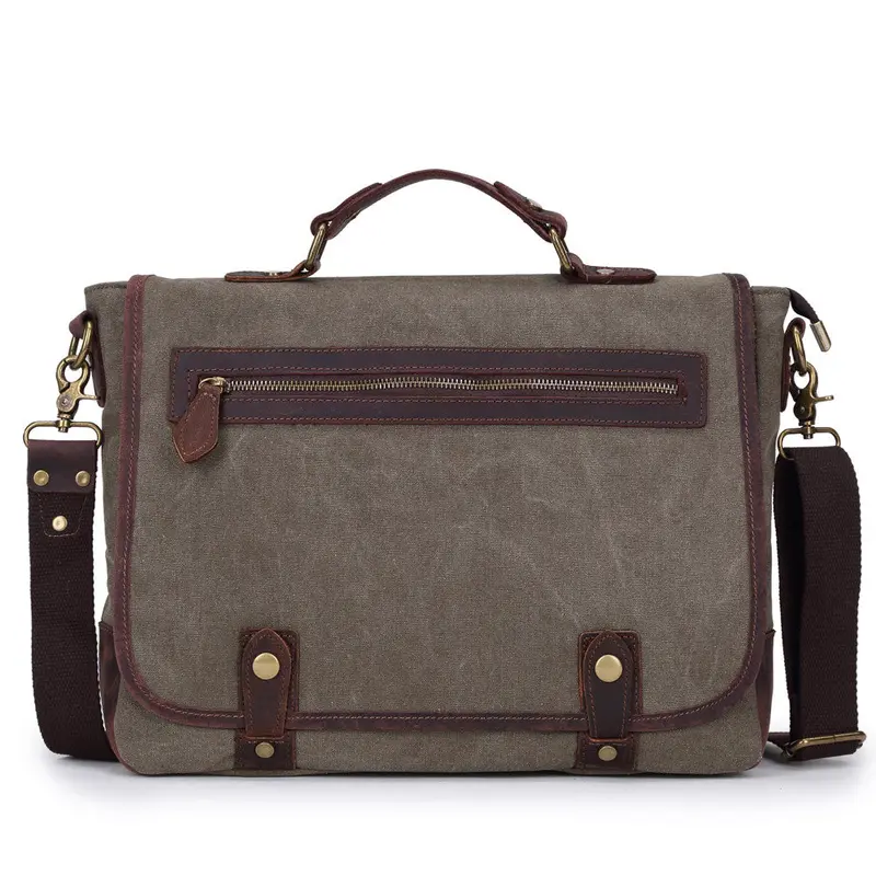 Vintage Unisex Men Women Canvas Crossbody Bag Large Capacity Zipper Multi-Pockets Casual Shoulder Bags Handbags Bolsa 2
