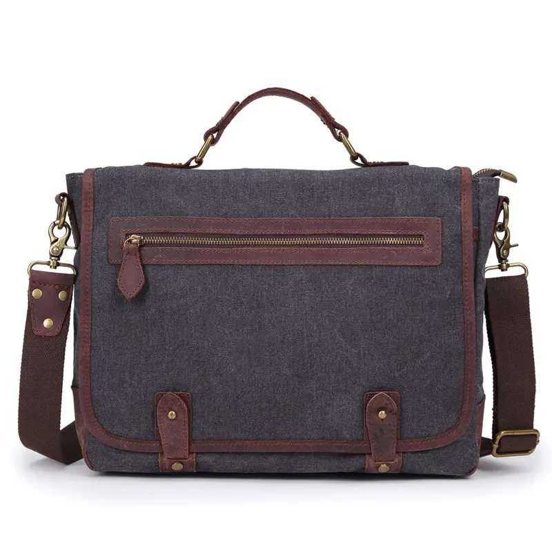 Vintage Unisex Men Women Canvas Crossbody Bag Large Capacity Zipper Multi-Pockets Casual Shoulder Bags Handbags Bolsa 4