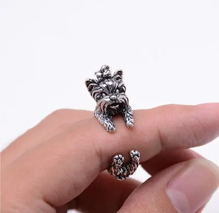 Vintage West Highland Yorky Terrier Rings Streched Animal Yorkshire Puppy Dog Rings 2