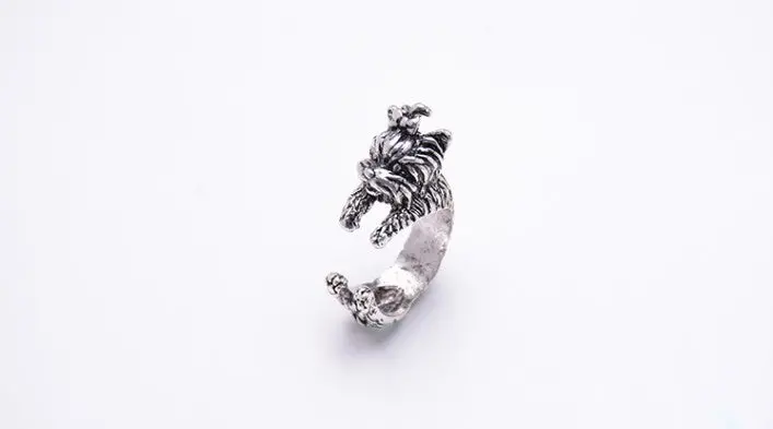 Vintage West Highland Yorky Terrier Rings Streched Animal Yorkshire Puppy Dog Rings 3