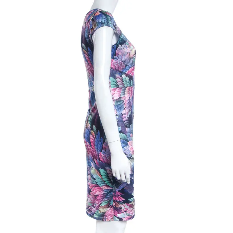 Vintage Women Dress Elegant Floral Print Work Business Clothes Party Sheath Vestidos Femininos Robe 4