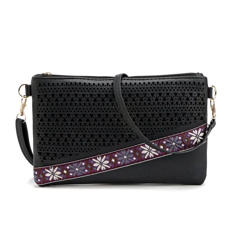 Vintage Women Hollow Out Floral Messenger Bags Crossbody Shoulder Bags Hbags Pu Leather Casual Crossbody Satchels Bolsas 1