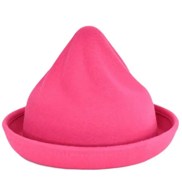 Vintage Women Men Woolen Roll Brim Bowler Hats Billycock 1