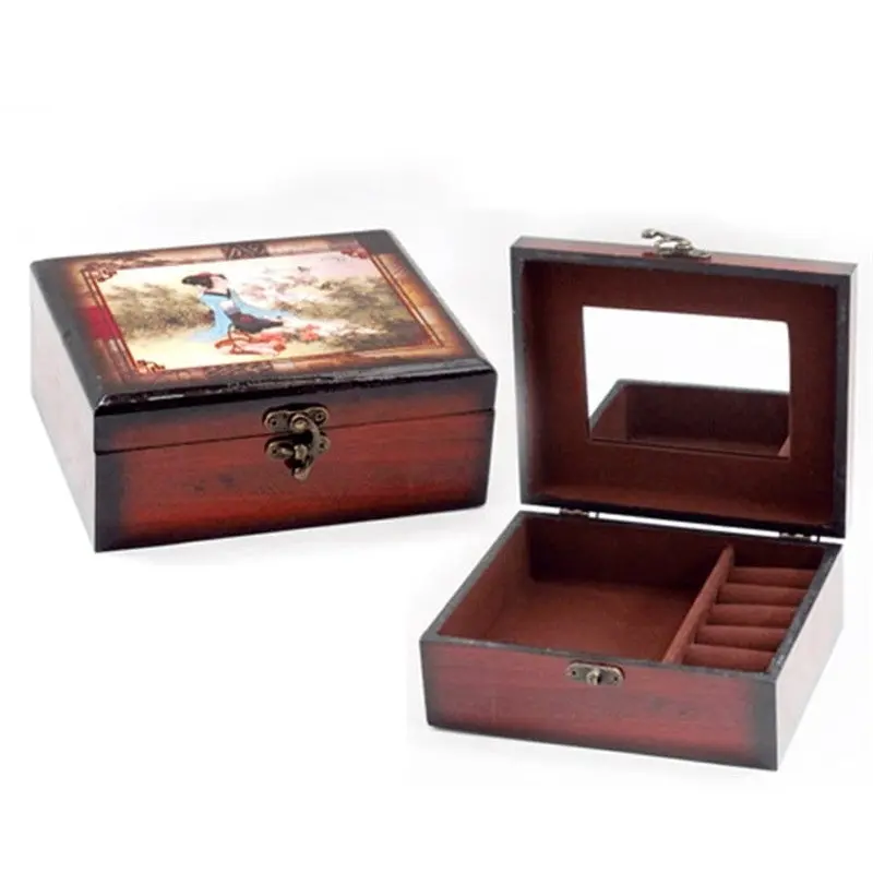 Vintage Wood Storage Box Organizer Case Home Decoration Jewelry Boxes 89653 1