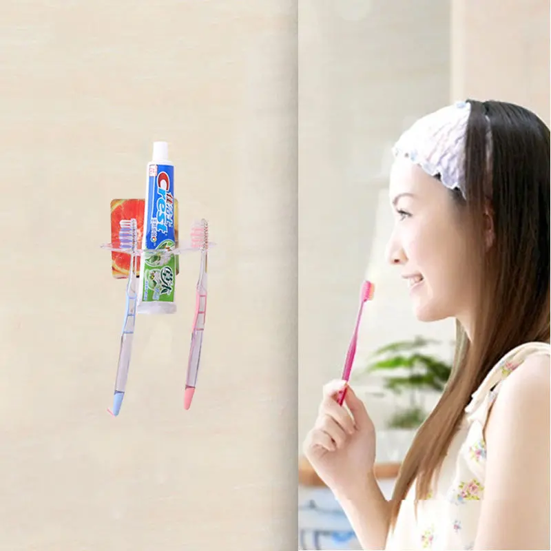 Vogue Home Bathroom Convenient Toothbrush Holder Acrylic Strong Sucker Tool Transparent 78192 2
