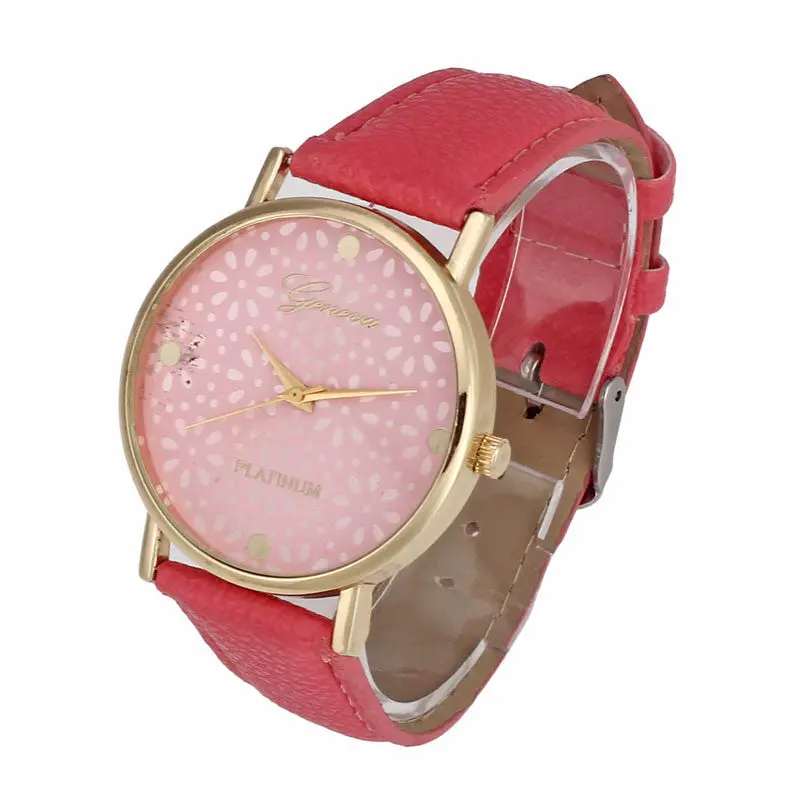 & Vogue Women Watch Leather Band Snowflake Dial Print Quartz Analog Wristwatch Top Clocks 1