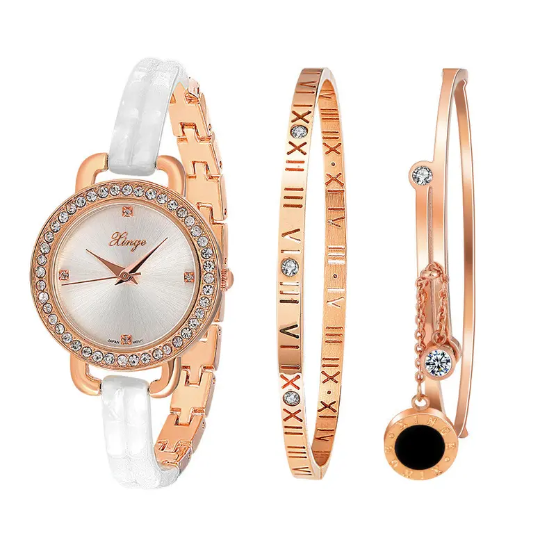 Waches Women Relogio Feminino Gold Rhinestone Watch Girl And Bracelet Set D3866l-W Free Shiping Feida 1