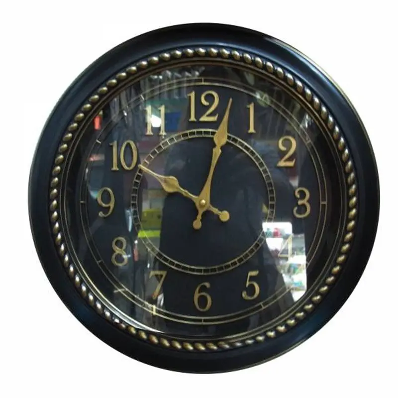 Wall Clocks Black Home Decor Hanging Metal Round Needle 90319 1