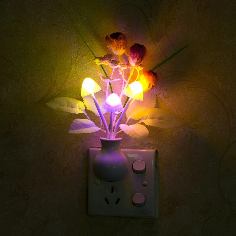 Wall Nightlight Ornamental Mushroom Tulip Flower Lamp Led Light Colorful 74812 1