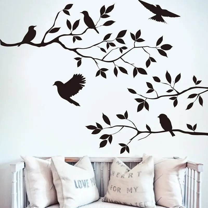 Wall Sticker Tree Diy Removable Art Vinyl Wall Stickers Decor Mural Decal Tree Birds Home Decoration Wall Art 84230 1