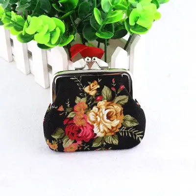 Wallet Women Lady Retro Vintage Flower Small Wallets Hasp Purse Clutch Bag Cute Lovely Student Girls Coin Pockets 1