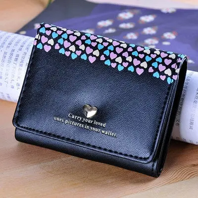 Wallet Women Lady Short Wallets Purse Candy Color Love Heart Pu Leather For Coin Card Clutch Bag Portefeuille 1