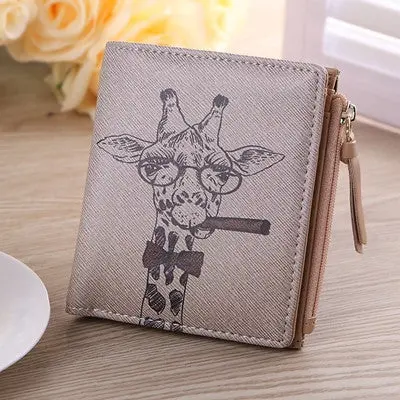 Wallet Women Vintage Cartoon Pattern Pu Leather Coin Clip Purse Short Wallets Clutch Handbag Bolsa 1