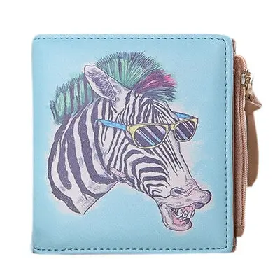 Wallet Women Vintage Cartoon Pattern Pu Leather Coin Clip Purse Short Wallets Clutch Handbag Bolsa 4