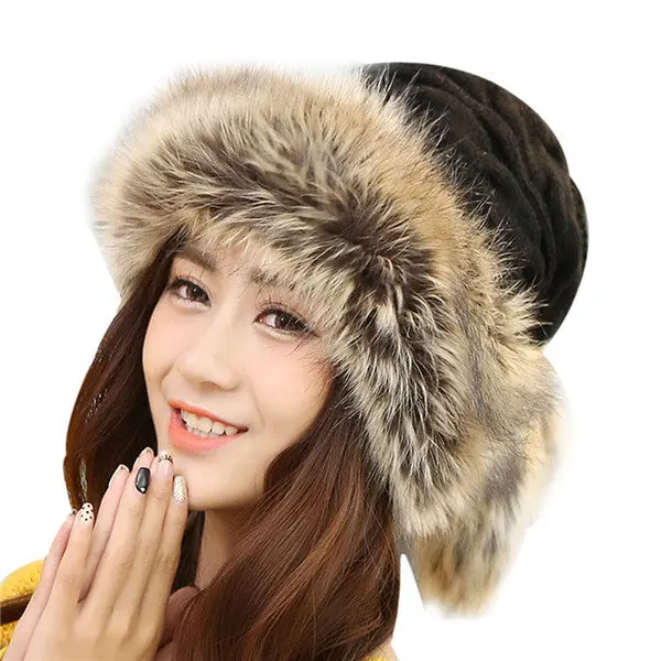 Warm Cap Casual Fur Wool Hip-Hop Hats Knitted Skullies Beanie Knit Caps Hat For Women Touca Gorro 1