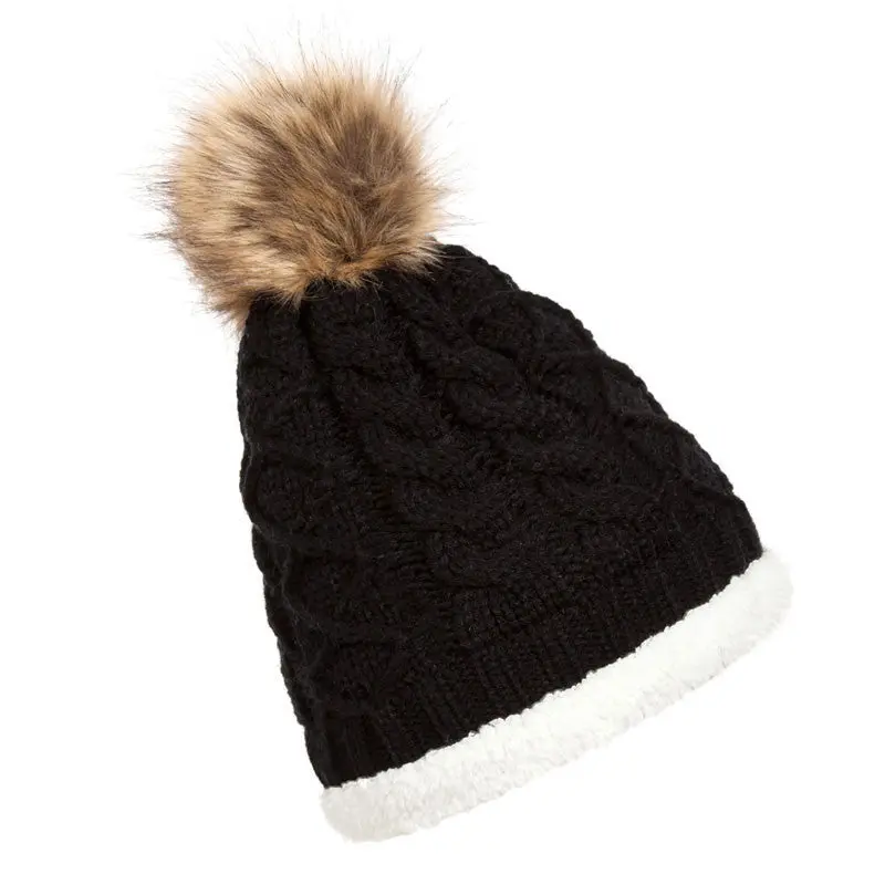 Warm Fashion Hat Hairball Cashmere Top Selling Women Woolen Knit Caps 1