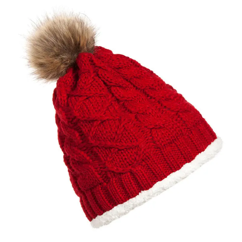 Warm Fashion Hat Hairball Cashmere Top Selling Women Woolen Knit Caps 3