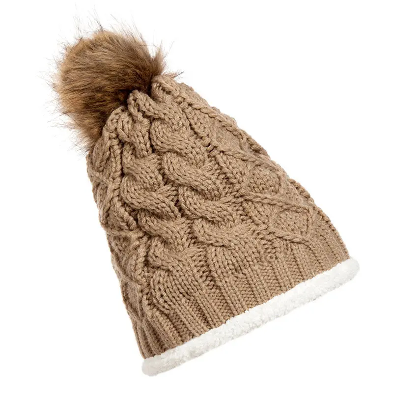 Warm Fashion Hat Hairball Cashmere Top Selling Women Woolen Knit Caps 4
