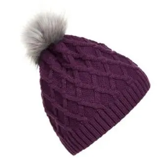 Warm Fashion Lady Skullies Beanies Knit Hat Cap With Faux Fur Ball Women Wool Knitted Fur Hats 3