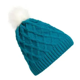 Warm Fashion Lady Skullies Beanies Knit Hat Cap With Faux Fur Ball Women Wool Knitted Fur Hats 4