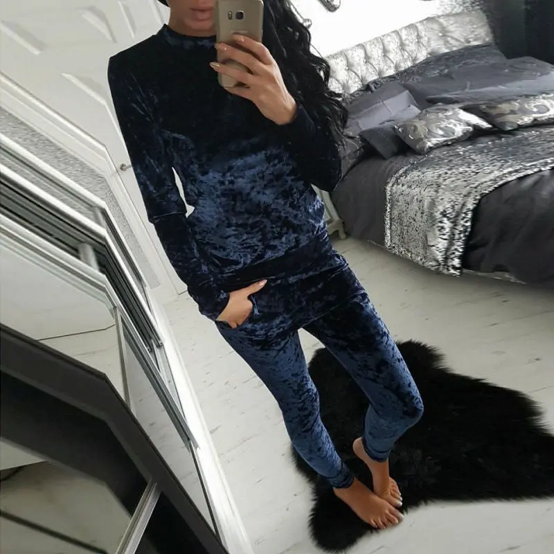Warm Tracksuit Sets Velvet Long Sleeve Sportsuit Women 2 Piece Slim Pants Suits + Hoodies Set Plus Size 5
