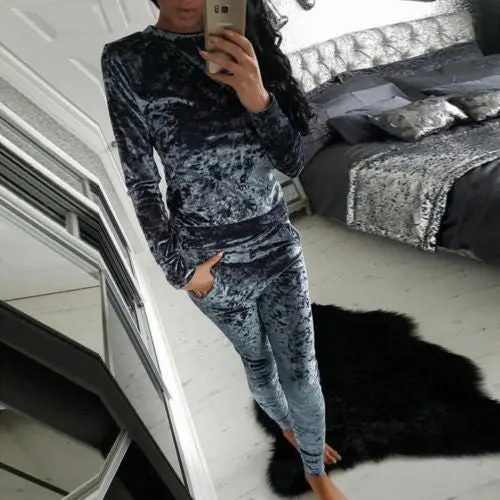 Warm Tracksuit Sets Velvet Long Sleeve Sportsuit Women 2 Piece Slim Pants Suits + Hoodies Set Plus Size 6