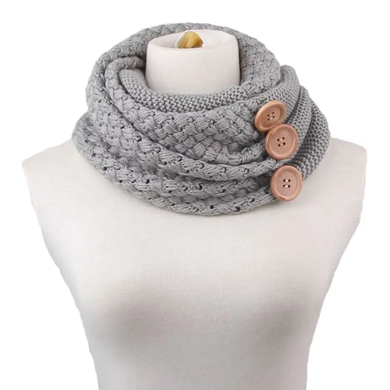 Warm Two Circle Cable Knit Cowl Solid Neck Scarf Scarves Wrap Loose Scarfs Poncho Bufandas Foulard 1