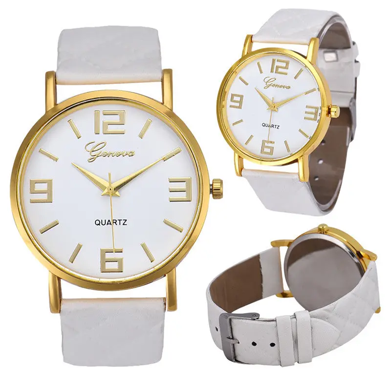 Watch 9Colors Montre Homme Geneva Pu Leather Quartz Wrist Watches Casual Women Clock Saat Horloge Feida 10