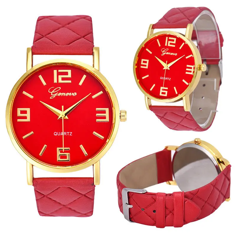 Watch 9Colors Montre Homme Geneva Pu Leather Quartz Wrist Watches Casual Women Clock Saat Horloge Feida 8