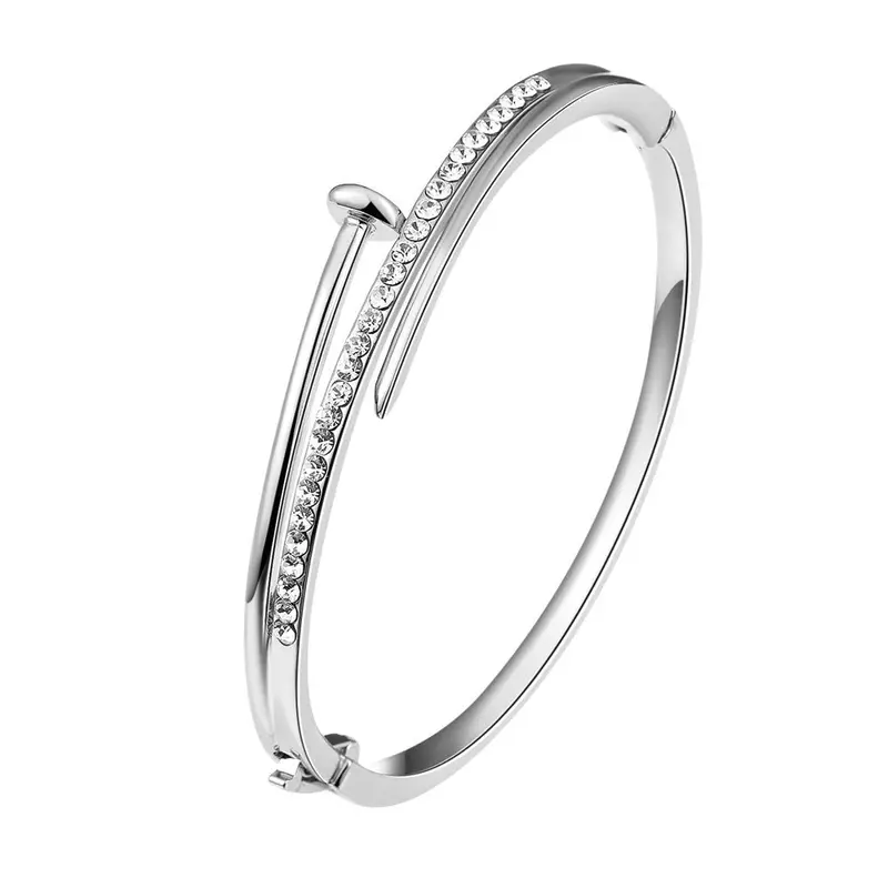 Watch Business Luxury Silver Rhinestone Bangle Watch Watches For Women And Bracelet Set 592S Feida 2