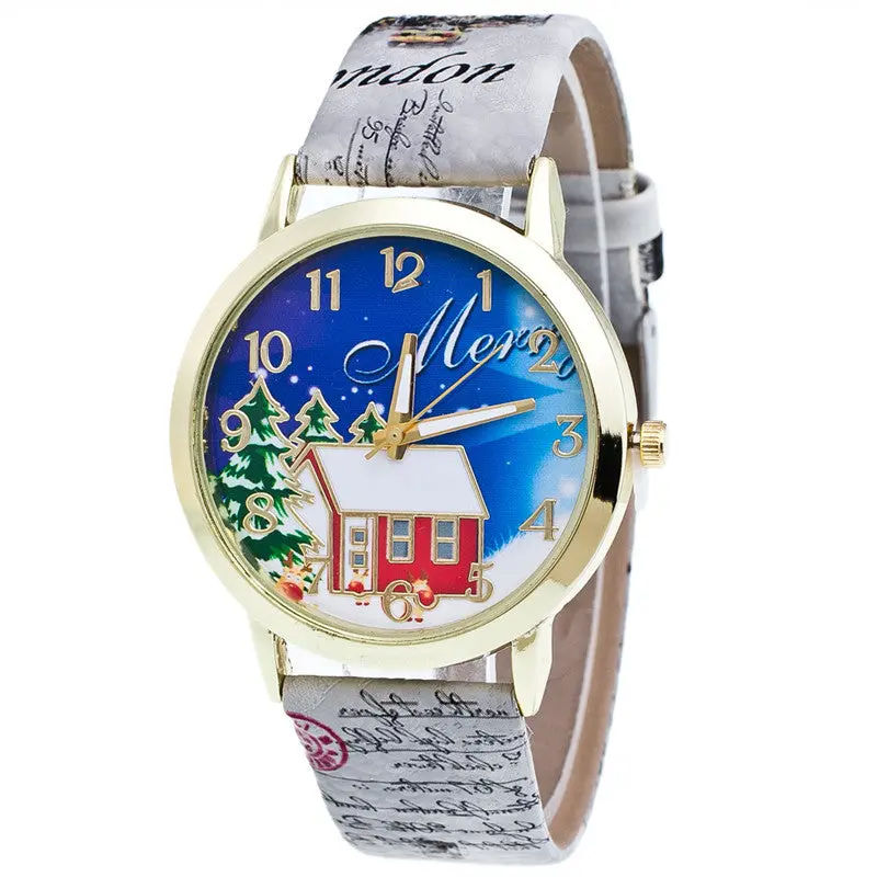 Watch Christmas Pattern Watch Leather Band Analog Quartz Watches Saat Orologi Donna Horloges Vrouwen Feida 3
